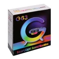 Колонка портативная - ночник G63, Bluetooth, беспроводная зарядка, часы, RGB-подсветка, 15 Вт, 1800 мАч, белая
