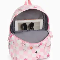 Рюкзак школьный на молнии, с карманами, в клетку, 28&times;11.5&times;40 см, розовый