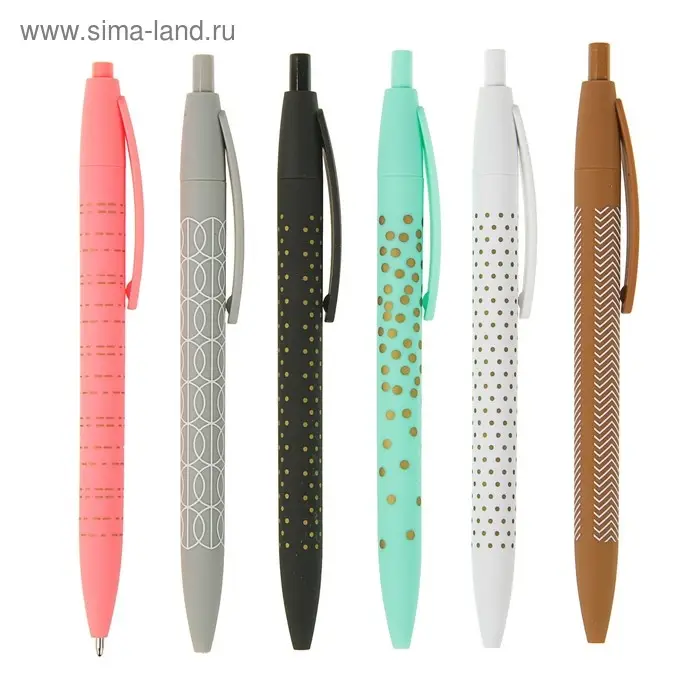 Ручка шариковая, автоматическая 0.5 мм, синяя, корпус прорезиненный, МИКС