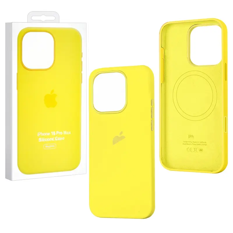 Чехол iPh 16 Pro Max Silicon Case 100% ORG (MagSafe + анимация NFC Clear) c LOGO Warm Yellow