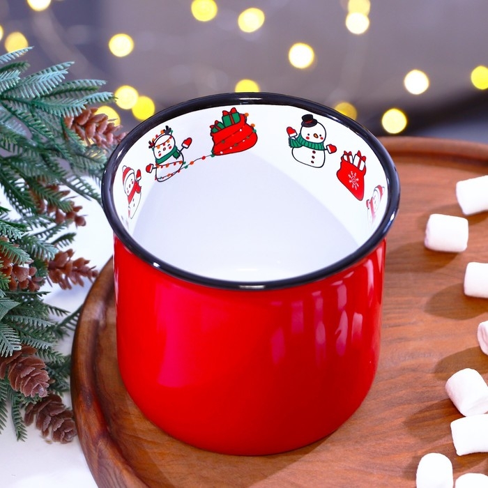 Кружка новогодняя керамическая «С Новым годом!», 450 мл, цвет белый Кружка новогодняя керамическая «С Новым годом!», 450 мл, цвет белый