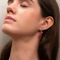 Серьги &laquo;Сердечки лунные&raquo;, малиновые в серебре