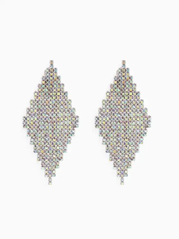 Клипсы для ушей висячие со стразами QF &laquo;Вечеринка&raquo;, треугольник, радужная