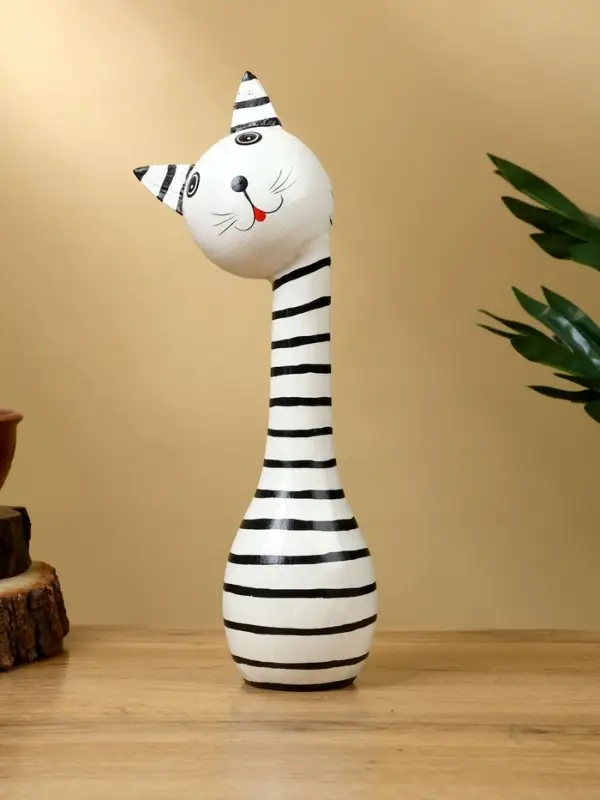 Набор сувенирный Набор сувенирный "Полосатые коты" дерево H 27, 22. 17 см, цв. бело-чёрный