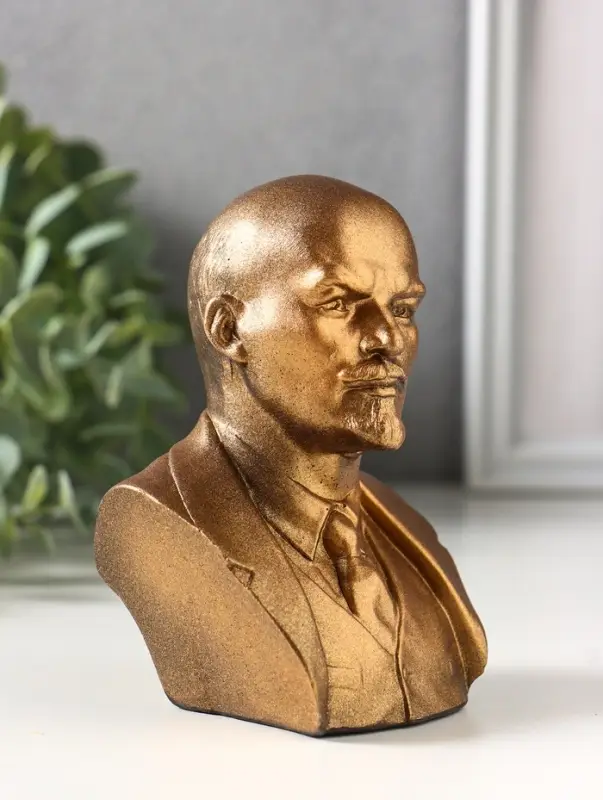 Бюст &laquo;Ленин В.И.&raquo;, фигурка гипс, 12 см, под бронзу винтаж