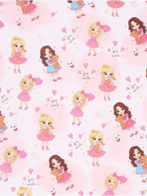 Бумага упаковочная &laquo;Принцесса&raquo;, глянец, 60&times;90 см