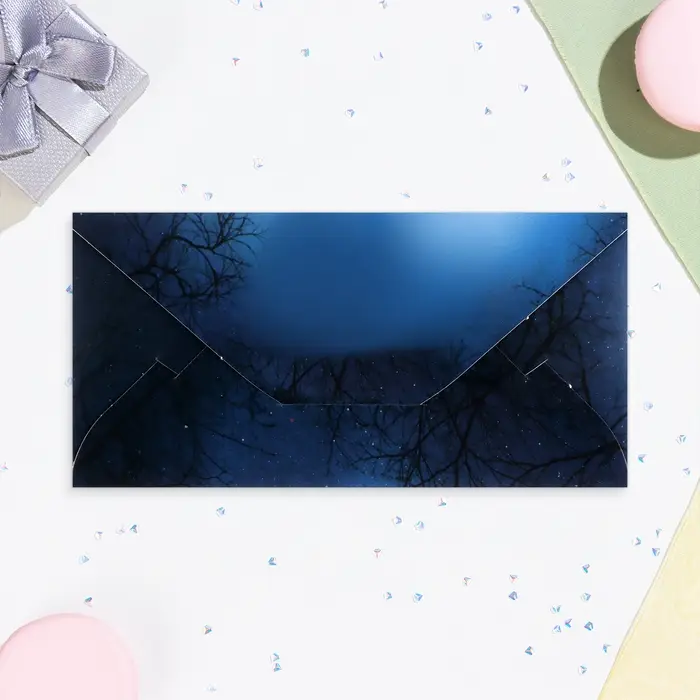 Конверт для денег "С Днём Рождения!" глиттер, ведьма, 17х8,5 см