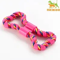 Игрушка витая из резины и каната &laquo;Мегакость&raquo;, 19.5 см, розовая