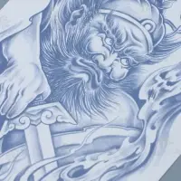 Татуировка на тело "Китайский воин с мечом - нападение" 18х11 см Татуировка на тело "Китайский воин с мечом - нападение" 18х11 см