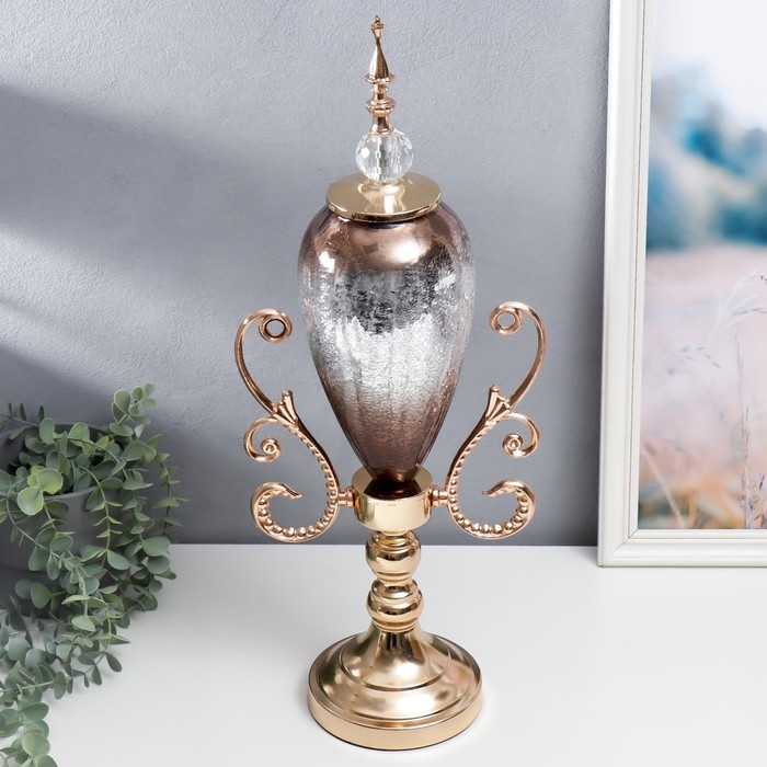 Сувенир интерьерный металл, стекло  Сувенир интерьерный металл, стекло "Мозаика" золото 56,5х15х24 см