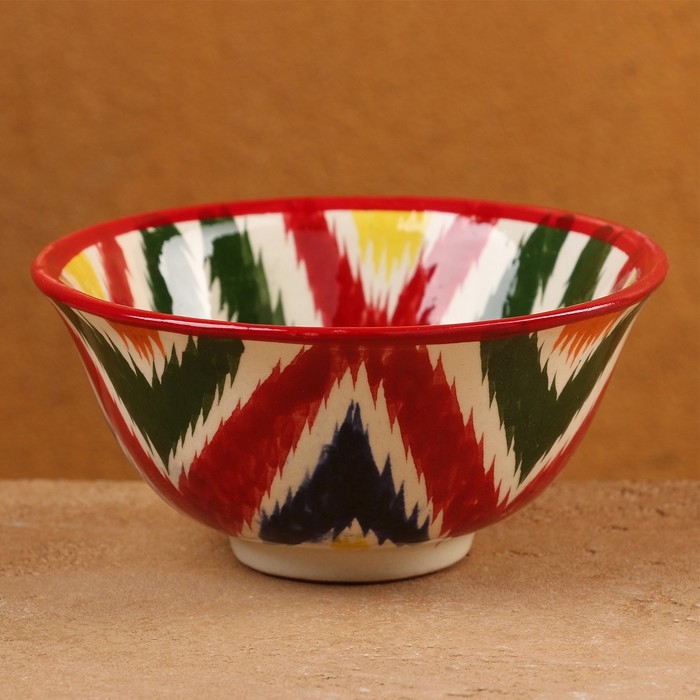 Пиала чайная Риштанская керамика  Пиала чайная Риштанская керамика "Атлас" большая, разноцветная, 11 см