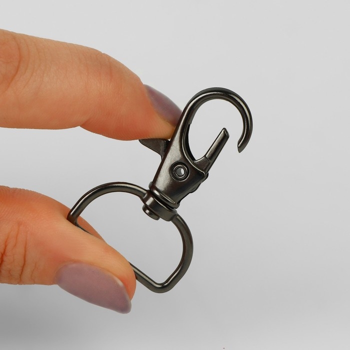 Карабин металлический, 39 × 24 мм / 20 × 1,5 мм, 6 шт, цвет чёрный никель