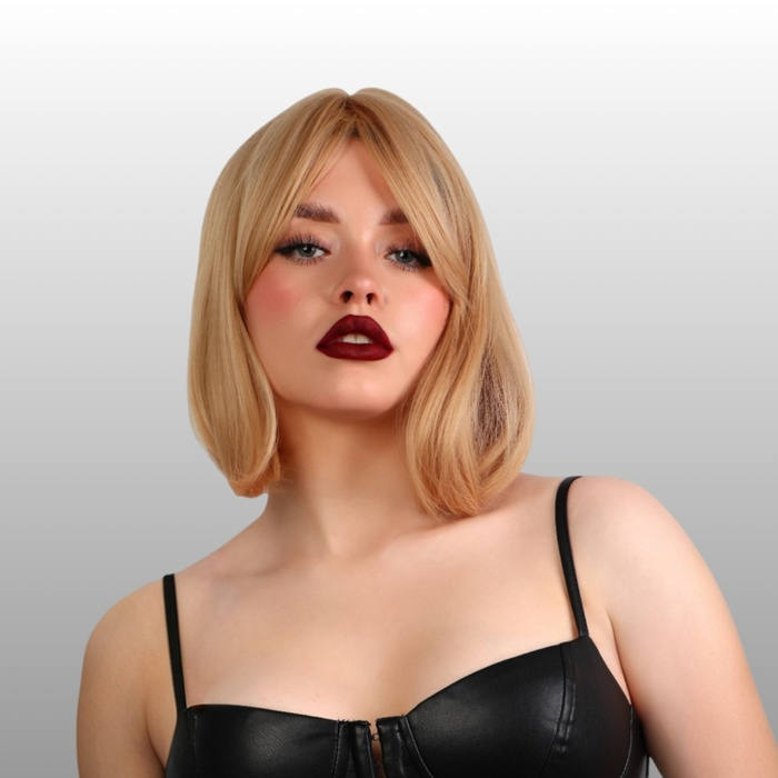 Парик искусственный, с чёлкой, имитация кожи, 30 см, цвет блонд Парик искусственный, с чёлкой, имитация кожи, 30 см, цвет блонд
