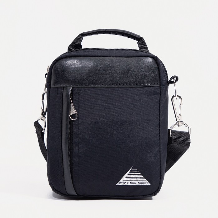 Сумка мужская на молниях RISE, длинный ремень, цвет чёрный Сумка мужская на молниях RISE, длинный ремень, цвет чёрный