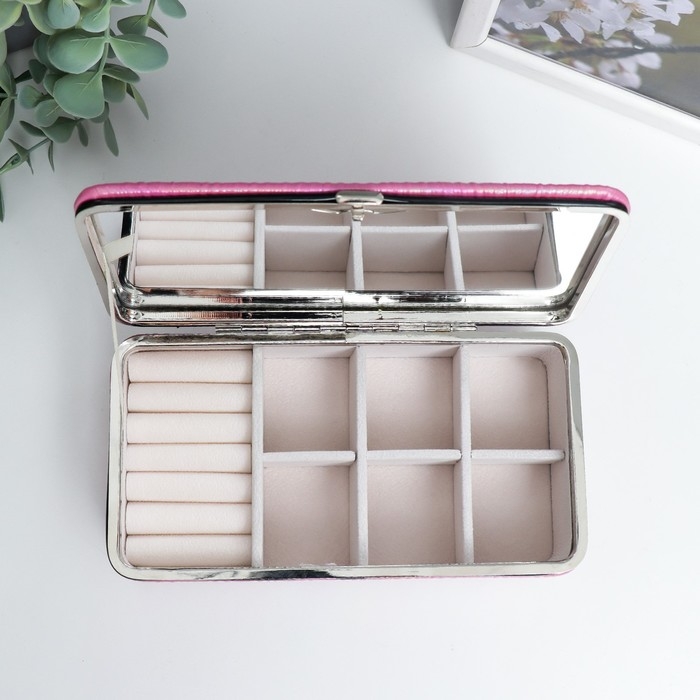 Шкатулка кожзам для украшений  Шкатулка кожзам для украшений "Полосы.Текстура. Розовые переливы" 6х9,8х18,5 см