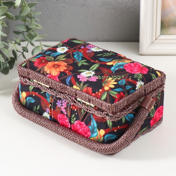 Шкатулка для рукоделия "Цветочный сад в ночи" 18х12х9,5 см