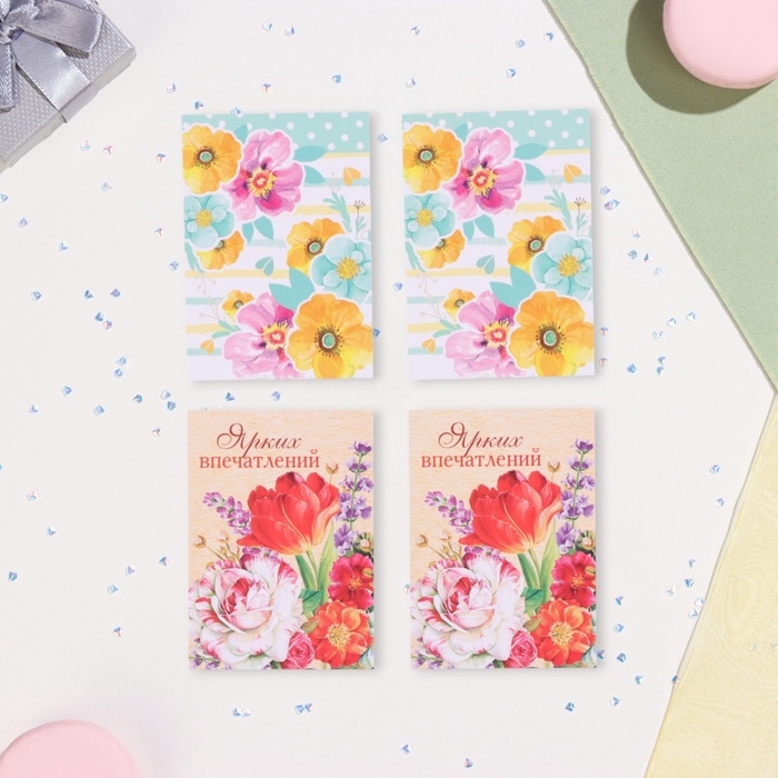 Набор мини-открыток  Набор мини-открыток "Пожелания - 4" мак, 40 штук, 5 х 7 см