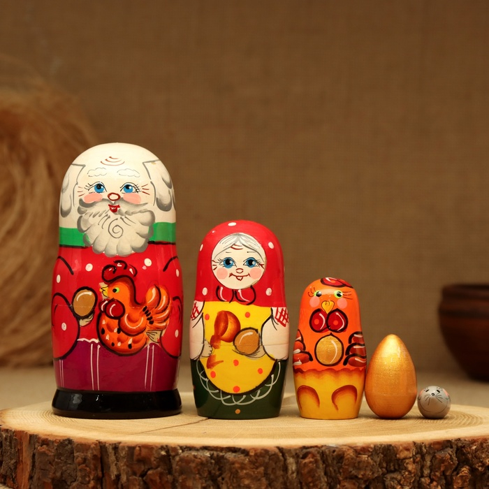 Матрёшка «Курочка Ряба», сюжетная, 5 кукольная, 13,5 - 15 см., микс Матрёшка «Курочка Ряба», сюжетная, 5 кукольная, 13,5 - 15 см., микс