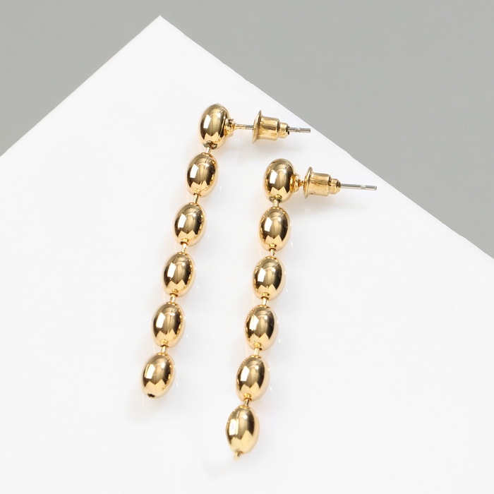 Серьги металл «Бусины» рис, цвет золото Серьги металл «Бусины» рис, цвет золото