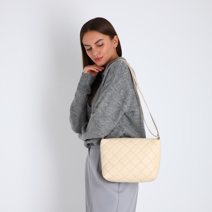 Кросс-боди на молнии, цвет бежевый Кросс-боди на молнии, цвет бежевый