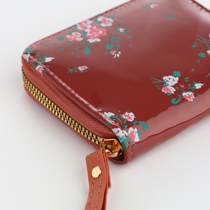 Кошелёк женский на молнии, лакированный, цвет коричневый Кошелёк женский на молнии, лакированный, цвет коричневый