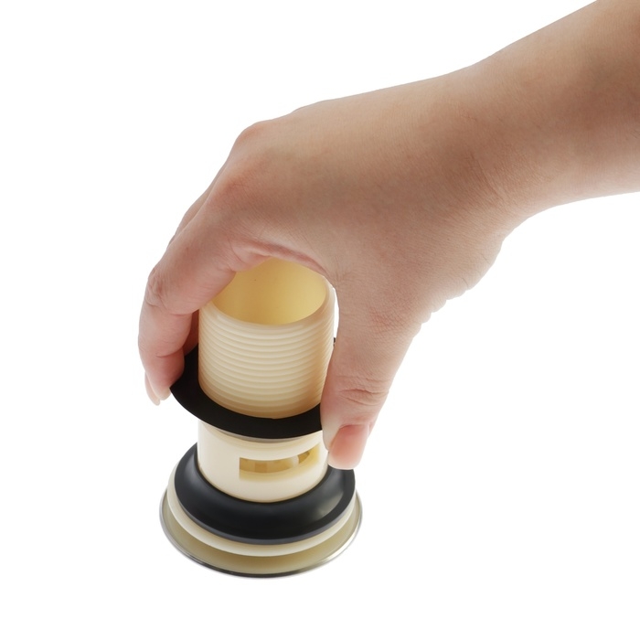 Донный клапан ZEIN BP4, корпус пластик, большая кнопка, нержавеющая сталь, с переливом Донный клапан ZEIN BP4, корпус пластик, большая кнопка, нержавеющая сталь, с переливом