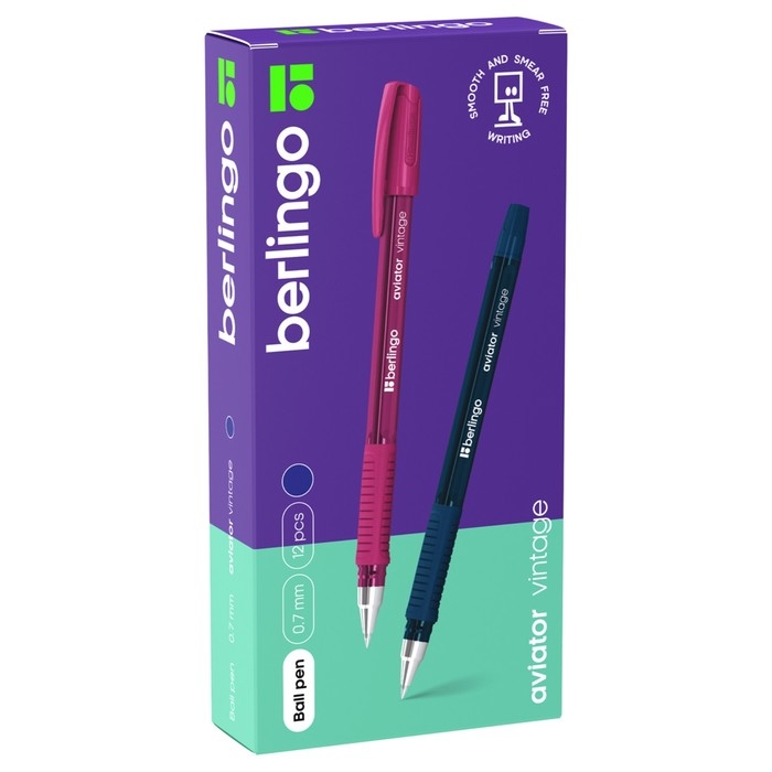 Ручка шариковая Berlingo "Aviator Vintage" синяя, 0,7мм, грип, корпус микс