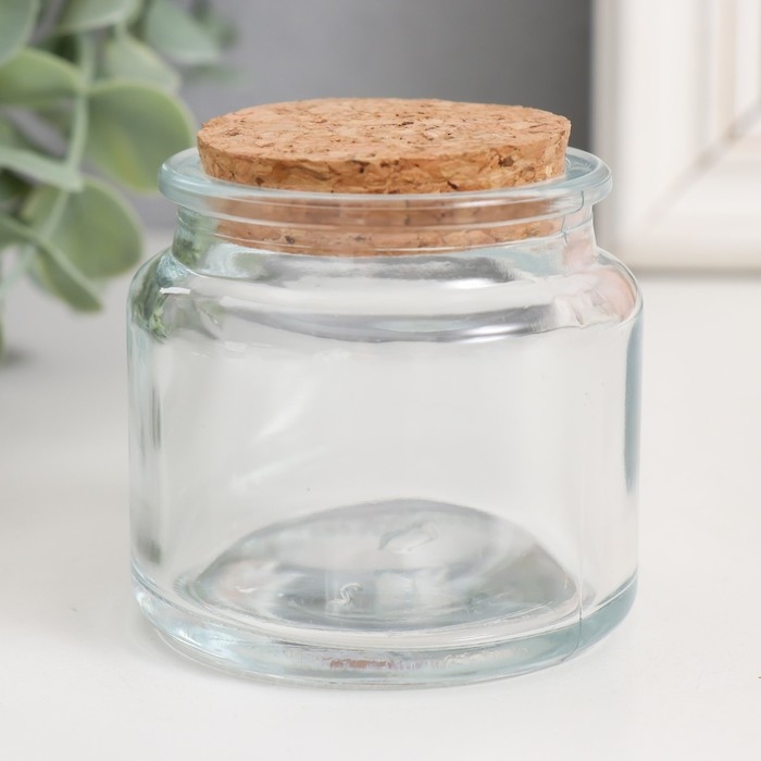 Банка для свечей стекло с пробкой Банка для свечей стекло с пробкой "Прозрачная" 100 мл 6,5х6,5х6,5 см