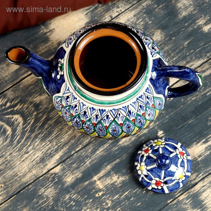 Чайник Риштанская Керамика  Чайник Риштанская Керамика "Узоры", 1000 мл, синий