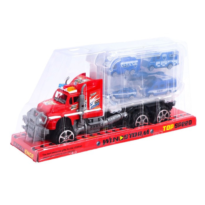 Грузовик инерционный &laquo;Полиция&raquo;, с техникой, МИКС