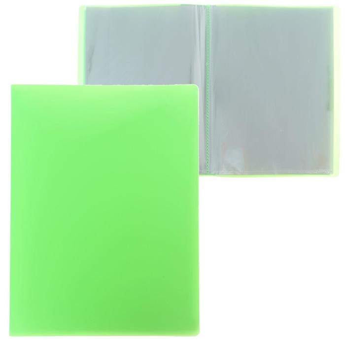 Папка с 10 вкладышами А4, 500 мкм, Calligrata, неон, салатовая Папка с 10 вкладышами А4, 500 мкм, Calligrata, неон, салатовая