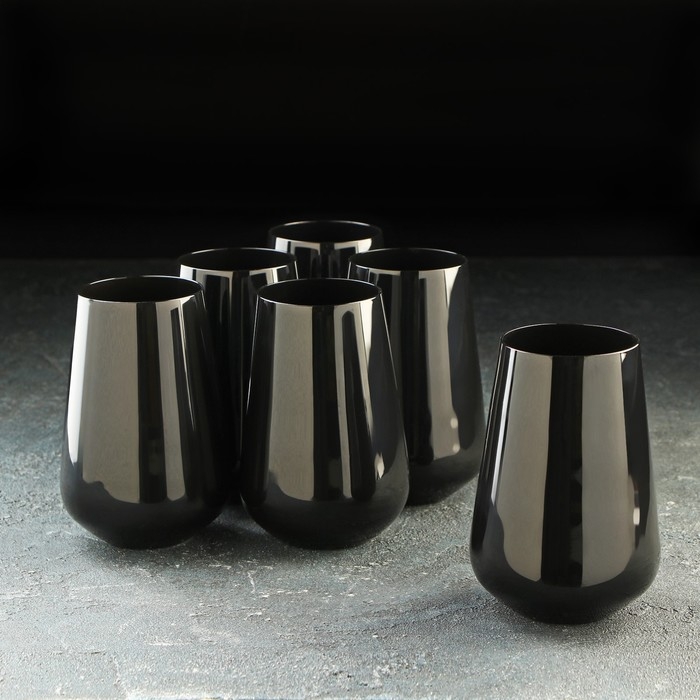 Набор стаканов «Сандра», 380 мл, 6 шт, цвет чёрный Набор стаканов «Сандра», 380 мл, 6 шт, цвет чёрный
