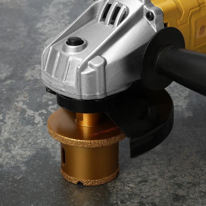 Коронка алмазная ТУНДРА, для УШМ, для отверстий под слив, по плитке, мрамору, 50/70 мм, М14   993530 Коронка алмазная ТУНДРА, для УШМ, для отверстий под слив, по плитке, мрамору, 50/70 мм, М14   993530