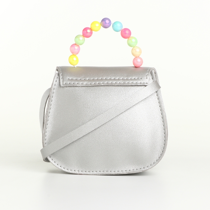 Сумка детская для девочки на клапане «Выбражулька», цвет серебряный