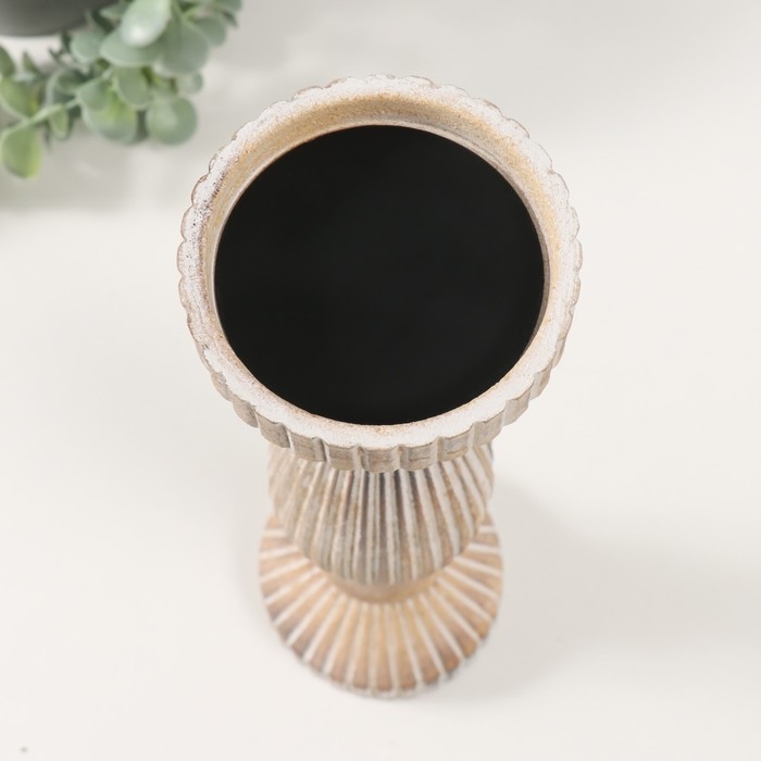 Подсвечник дерево на 1 свечу Подсвечник дерево на 1 свечу "Гофре" состаренный 9,7х9,7х30,5 см