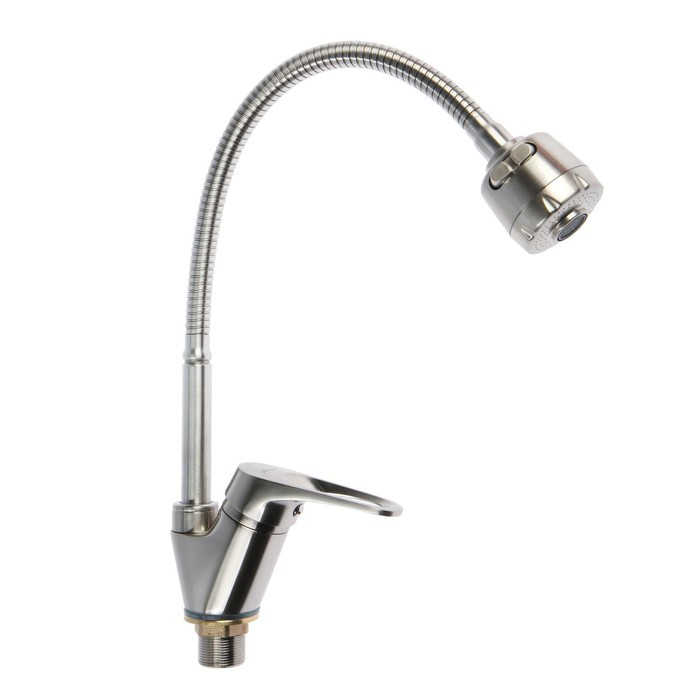 Смеситель для кухни Accoona A4850А, однорычажный, гибкий излив, цвет сатин Смеситель для кухни Accoona A4850А, однорычажный, гибкий излив, цвет сатин