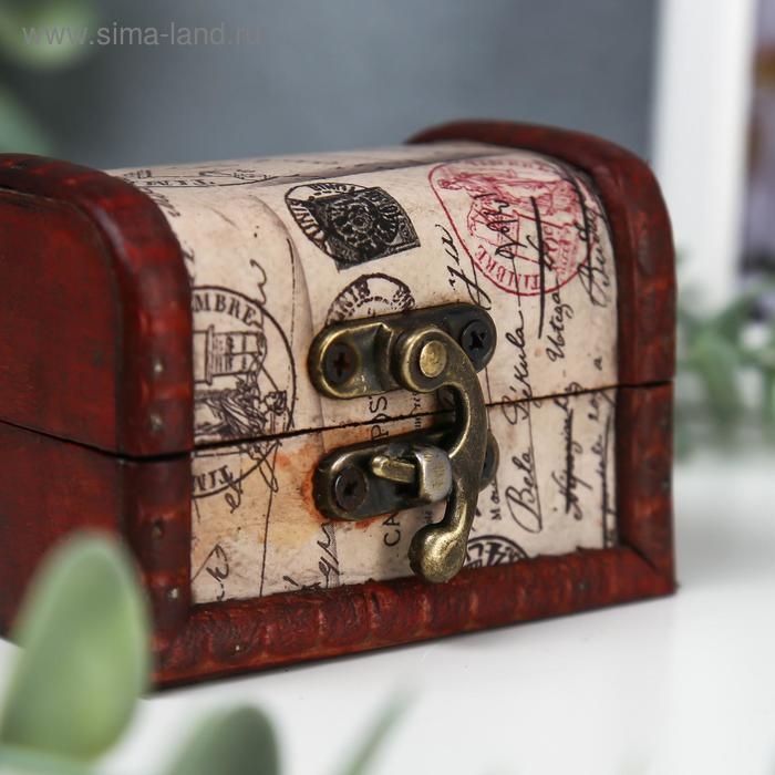 Шкатулка дерево сундучок  Шкатулка дерево сундучок "Цветущий город" 6х8х5,5 см