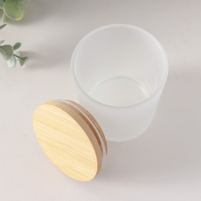 Банка для свечей стекло с крышкой Банка для свечей стекло с крышкой "Белая полуматовая" 220 мл 7х7х8,4 см