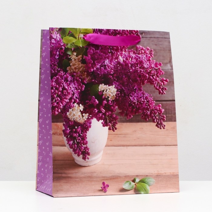 Пакет ламинированный  Пакет ламинированный "Сирень" 26x32x12