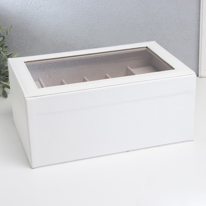Шкатулка кожзам для украшений  Шкатулка кожзам для украшений "Кабрина" белая 30,5х20х13,5 см