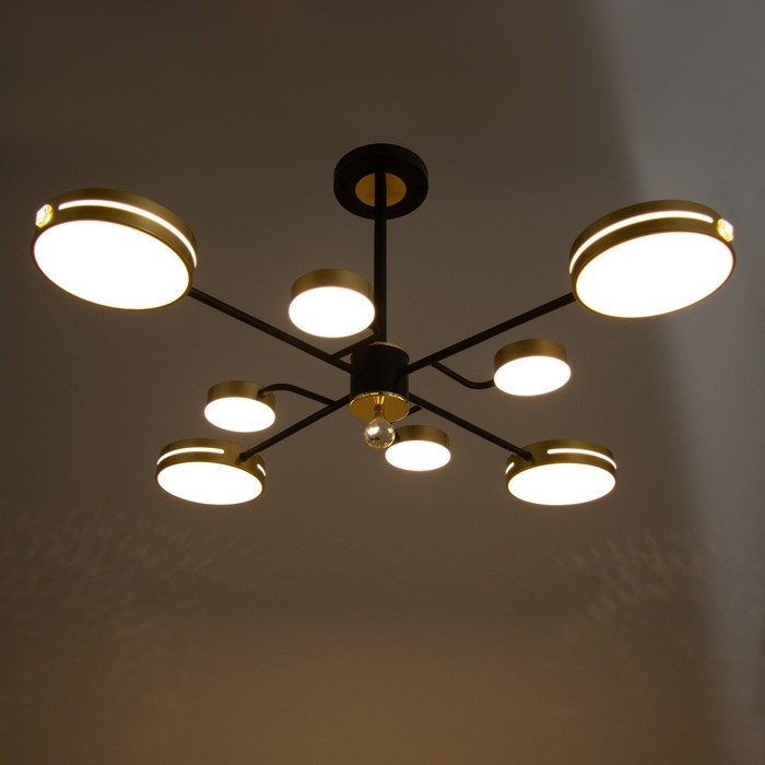 Люстра Люстра "Ласера" 8хLED 144Вт 3000-6000К черно-золотой 75х75х48 см BayerLux