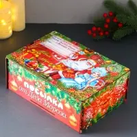 Шкатулка-ящик  самосборный большой "Красный Новый год", 28х19,5х11 см