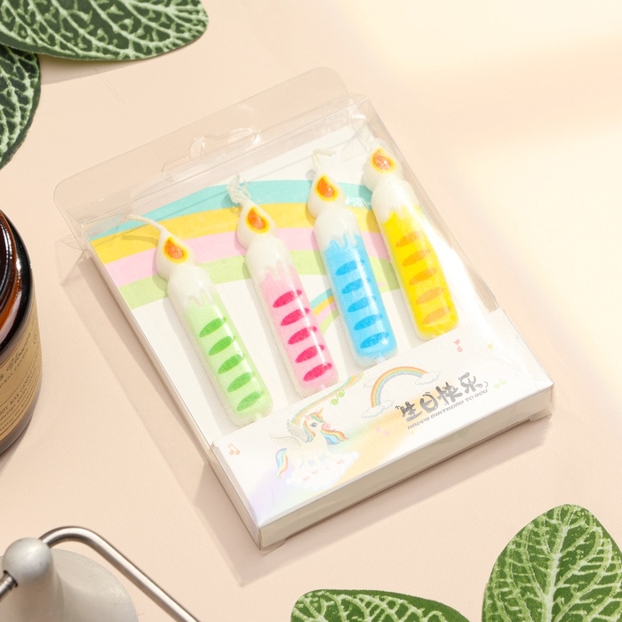 Свечи для торта  Свечи для торта "Детский праздник", 4 шт, разноцветные