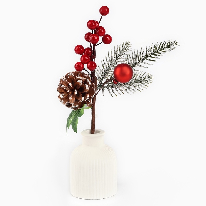 Новогодний декор, веточка  Новогодний декор, веточка "Зимние настроение" 26х11х5,5 см