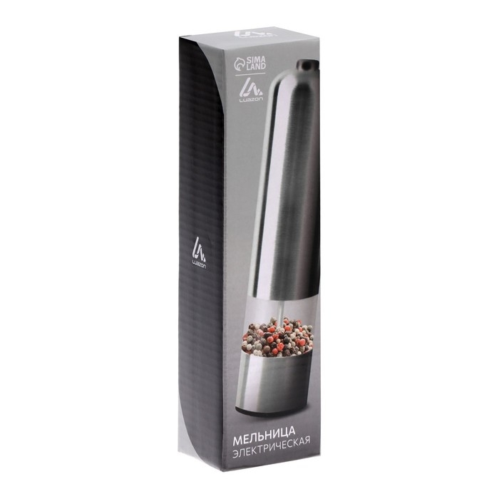 Мельница электрическая Luazon LET-002, металл, от батареек, серебристая Мельница электрическая Luazon LET-002, металл, от батареек, серебристая
