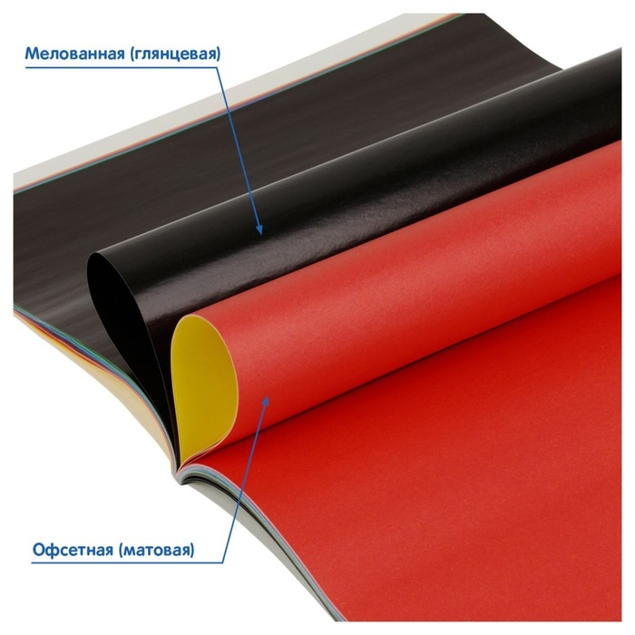 Цветная бумага двусторонняя А4, 16 цветов, 64 листа (32 листа мелованная + 32 листа офсетная), Мульти-Пульти Цветная бумага двусторонняя А4, 16 цветов, 64 листа (32 листа мелованная + 32 листа офсетная), Мульти-Пульти "Чебурашка", на склейке