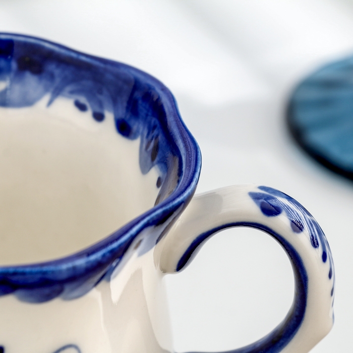 Чашка Чашка "Ромашка", гжель, фарфор, 200 мл, 9 см