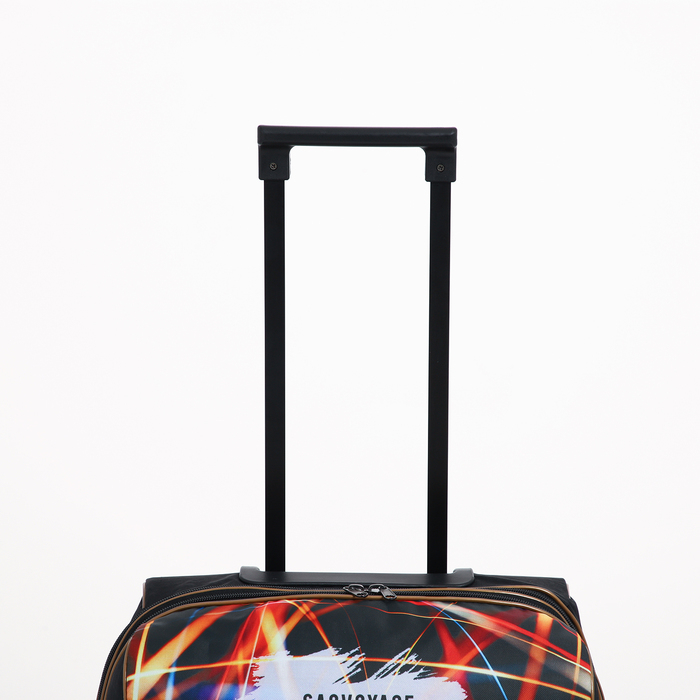 Чемодан малый 37 л (S) с сумкой, отдел на молнии, с расширением, цвет чёрный