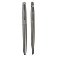 Набор Parker Jotter Core FK61 Stainless Steel CT М, ручка шариковая + ручка перьевая, 1.0 мм, корпус из нержавеющей стали, синие чернила