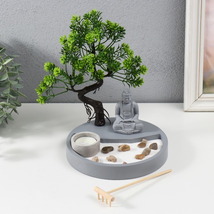 Сад Дзен  Сад Дзен "Будда у дерева" песок+свеча 22,5х17х17 см